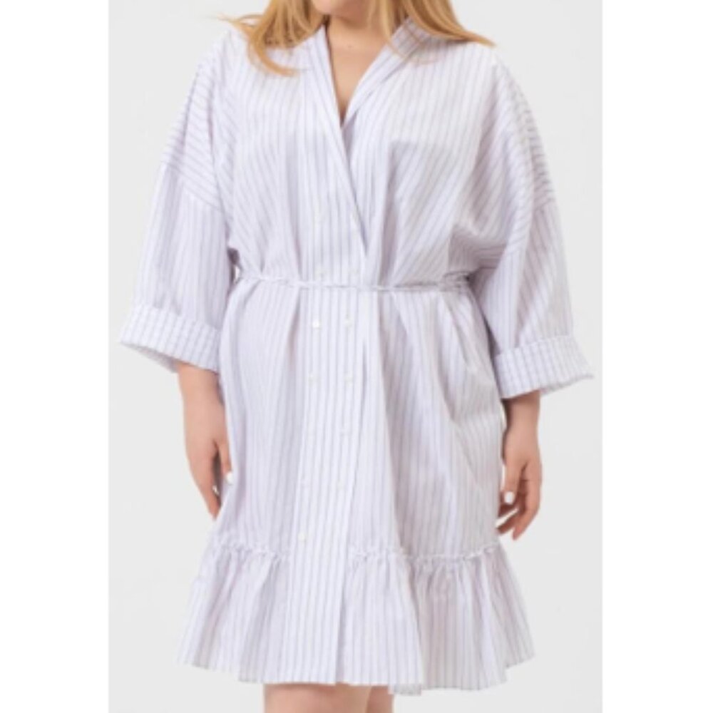 HARSHMAN Nebbi Caftan Dress in White & Lavender